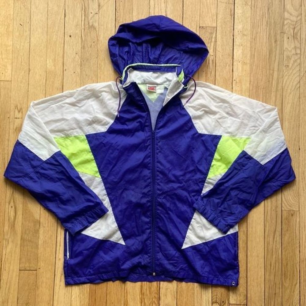 Vtg 90s Nike‎ Windbreaker Womens Full Zip Lightweight Size Large Colorblock